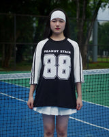 PEANUT STAIN - オールド マネー 88 デュオ サイド ブラック ボクシー オーバーサイズ Tシャツ