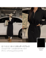 【MADE】パーシャルジップアップヒースレッドスウェットワンピース