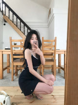 [MADE] Marine-Style Color-Block Sleeveless Dress with Built-in Bra Cups