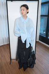 Sheer Button Down Loose Shirt (Sky Blue)