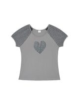 Heart glitter T-shirt - Gray