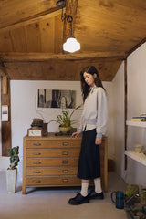 U-neck crop sweatshirt / Melange