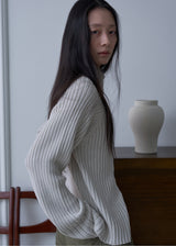 Zen High Neck Cardigan (Ash Cream)