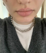Silver ball bar necklace(6mm)