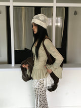 thin flower knit hat