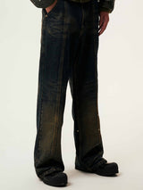 ICONIC WHISKER-CREASED WASHED STRAIGHT-LEG JEANS