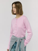 ローラ ベーシック ラウンドカーディガン ピンク