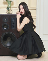 [LADY LINE] Ophelia Ribbon Point Sleeveless short Balloon Dress Black