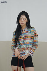 Nordic round knit cardigan