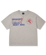 ホース レタリング ヘンリーネック クロップド Tシャツ - グレー