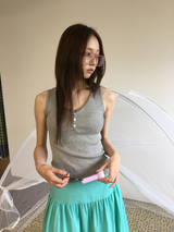 ログヘンリーネックスリーブレストップス (5color)