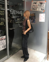 Eyelet denim pants