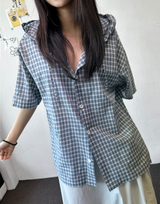 ダーリン オーバーサイズ フード チェック シャツ 2カラー