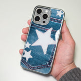 パッチド スター ポケット デニム ケース ウォッシュ ブルー(SV_MagSafeGlass)