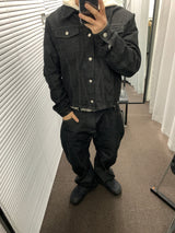 Non-Fade Wrap Slash Denim Jacket
