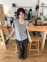 String shirred t-shirt