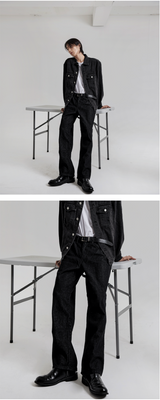 ノーマルブラックワイドデニムパンツ