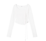 [mnem] Diamond Neck Corset Hoodie (white)