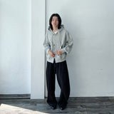 Button Detail Thick Drawstring Zip Hoodie