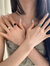 [92.5 silver] ポイントビッグストーンリング (3color)