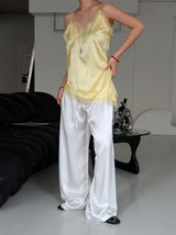 Silk Satin Long Wide Pants