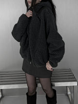 [unisex] sherpa hoodie fleece zip-up (2color)