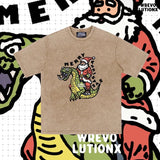 スネーキードラゴン, メリークリスマスデニムウォッシュTシャツ (Khaki)