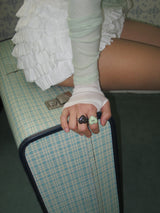 Sewing Button Ring (Heart, Light green)