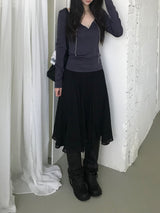 chiffon midi skirt (2color)