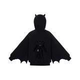 13DE MARZO Angel Devil Bear Zipped Hoodie