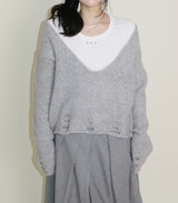 オープンスタッド Uネック ラウンドロング-sleeved T-shirt