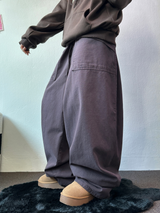 ピーチフリース🍑アメリカンビッグオーバーコットンバルーンパンツ 🤎💜🖤3COLOR