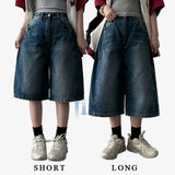 Tor Side Pintuck Slit Denim Bermuda Shorts