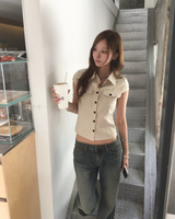 Lowrise tan straight denim pants