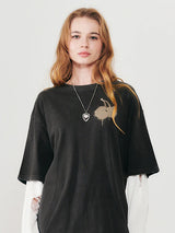 MELTING CHERRY PIGMENT WASHING T-SHIRT - CHARCOAL