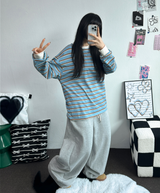ラインポイント バルーンワイドロングパンツ 🖤🤍🩶3COLOR