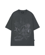 エンジェルラビットアスキーグラフィックオーバーフィットTシャツ - ライトチャコール