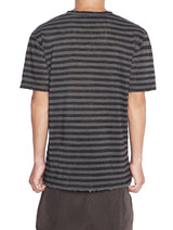 RDダークストライプド Vネック Tシャツ