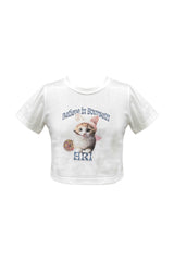 ラビットキャットクロップTシャツ