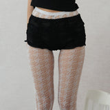 houndstooth check mesh tights (white)