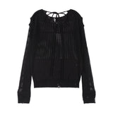 2-Way Damage Knit Long Sleeve (Black) F25QB089
