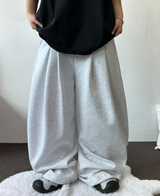 ツーダブルピンタックバルーンワイドロゴパンツ 🤍🩶🖤3カラー