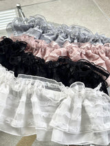 1460. Frill lace ribbon layered cover sk (4color)