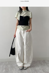 Floral Patch Balloon Wide Pants