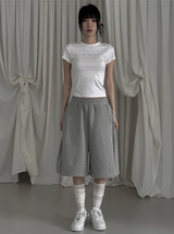 [mnem] pintuck logo bermuda shorts (gray)