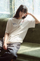 26SS★ Draw Stitch Embroidered Short Sleeve Tee