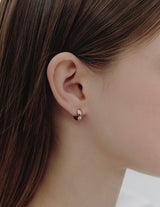 26SS★ Champagne Full Moon Silver Grip One-Touch Earrings S
