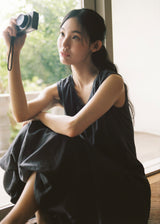シアードVネックボリュームドレス (Deep Purple)