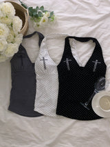 Cubic Cross Dot Halter Top