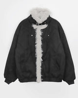 Deuen High-Neck Quilted Faux Fur Suede Shearling Jacket